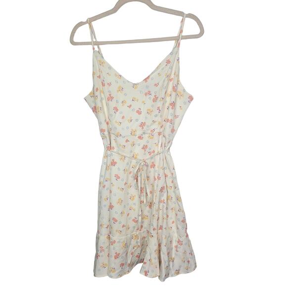 ModCloth Dress Floral Dress Mini Dress Ruffle Hem Dress Awe Of Above 12 Ivory - Picture 1 of 9